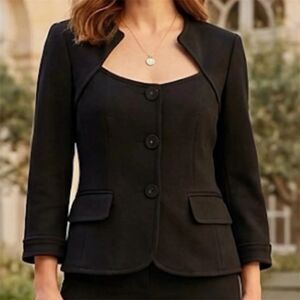 Cynthia Steffe Jacket Sz 6 Cropped Black Sweetheart Neck Romantic Whimsigoth